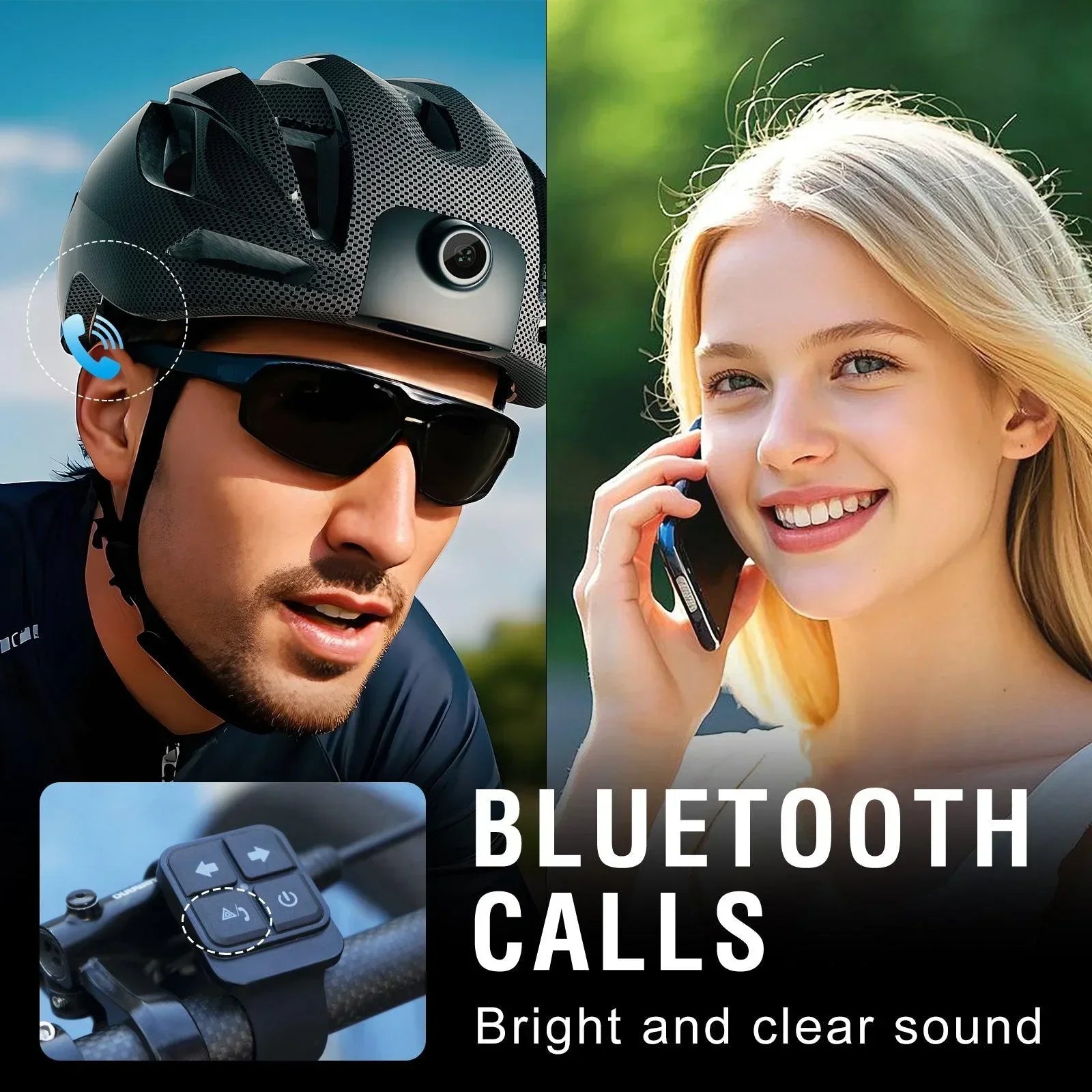 1080P smart cycling helmet, removable rechargeable lithium battery, large capacity 1350MAH, GPS tracking, WiFi preview, Bluetooth headset function